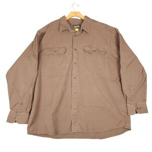 Cabelas‎ Mens Long Sleeve Button Up Work Shirt Brown 2XL Tall